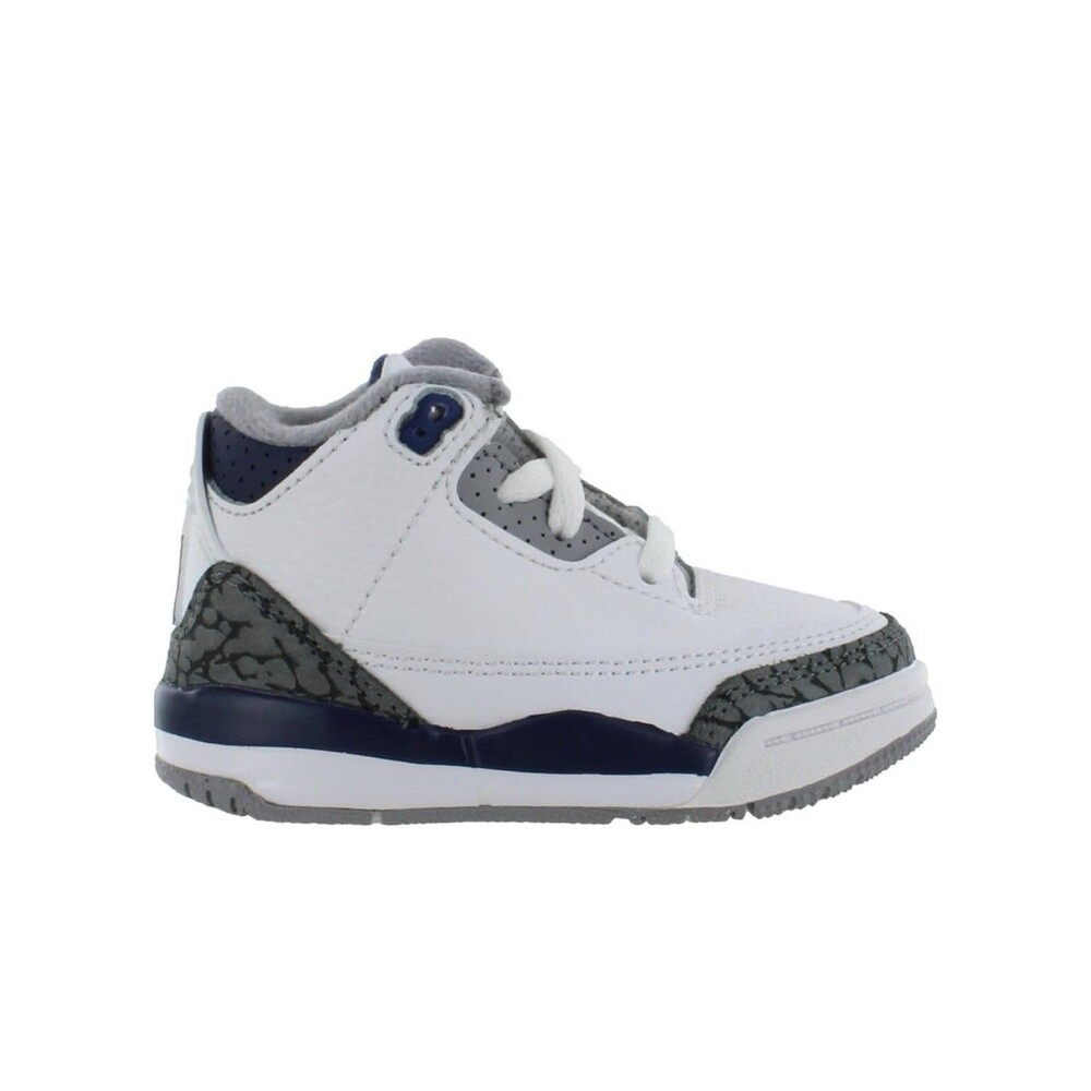 Nike Air Jordan 3 Midnight Navy Retro Boys' Sneakers White Navy Gray Size 9C